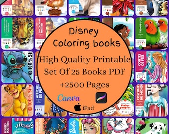 Megapaquete de libros para colorear Disney Mystery: PDF imprimible para colorear por números / Páginas para colorear digitales para niños y adultos / Descarga instantánea
