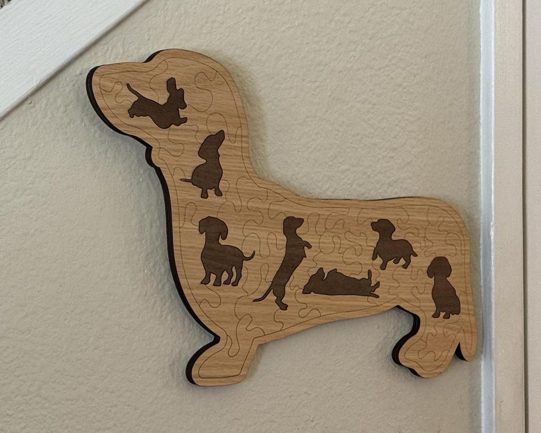 Wooden Dachshund Puzzle Wall Art | 2 Colors Available - Etsy