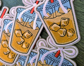 Iced Coffee Bow Iron On Patch