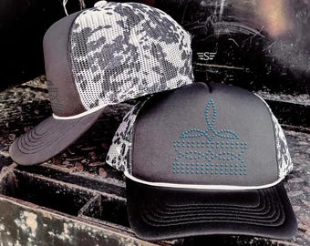 Rhinestone Boot Stitch Trucker Hat