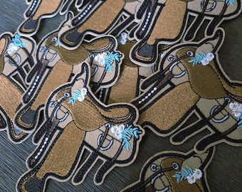 Embroidered Saddle Iron On Western Patch