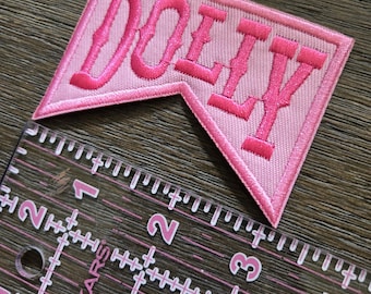 Pink Dolly Iron On Embroidered Patch
