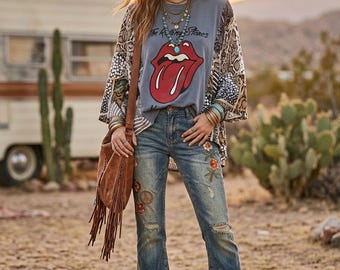 Boho Western Batwing Sleeve Tee