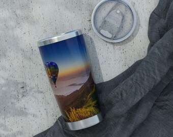 Hot Air Balloon Sunset Tumbler | Scenic Travel Adventure 20oz