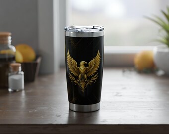 Black Gold Eagle Stainless Steel Tumbler, 20oz Travel Cup