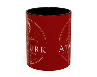 Atatürk Portrait Coffee Mug | Red Accent Mug, Turkish Republic Design