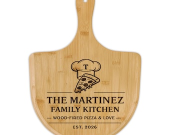 Personalized Family Kitchen Pizza Board  Custom Name Cutting Board