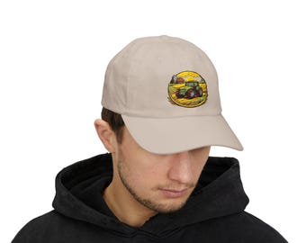 Embroidered Tractor Hat: Vintage Farmer Cap, Country Life