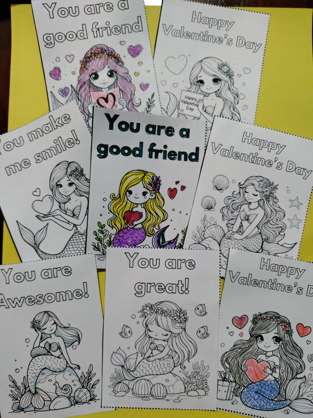 Mermaid Valentine's Day Card Craft Printables - Etsy
