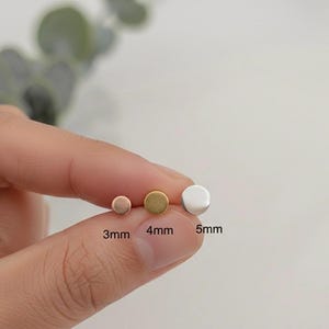 Sterling Silver, Flat Disc Stud Earring, Tiny Round Studs, Dot Earrings, Butterfly End