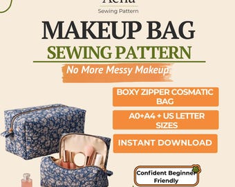 Boxy Makeup Sewing Pattern | Beginner-Friendly Cosmetic Bag (PDF, S-M-L Sizes