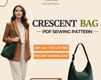 Crescent Bag Sewing Pattern | Hobo Crossbody Sling Bag (PDF Download)