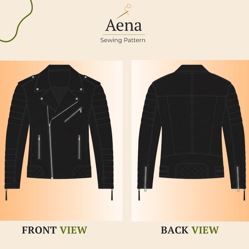 Leather Biker Jacket Sewing Pattern | Asymmetrical Zip, Quilted Sleeves ...