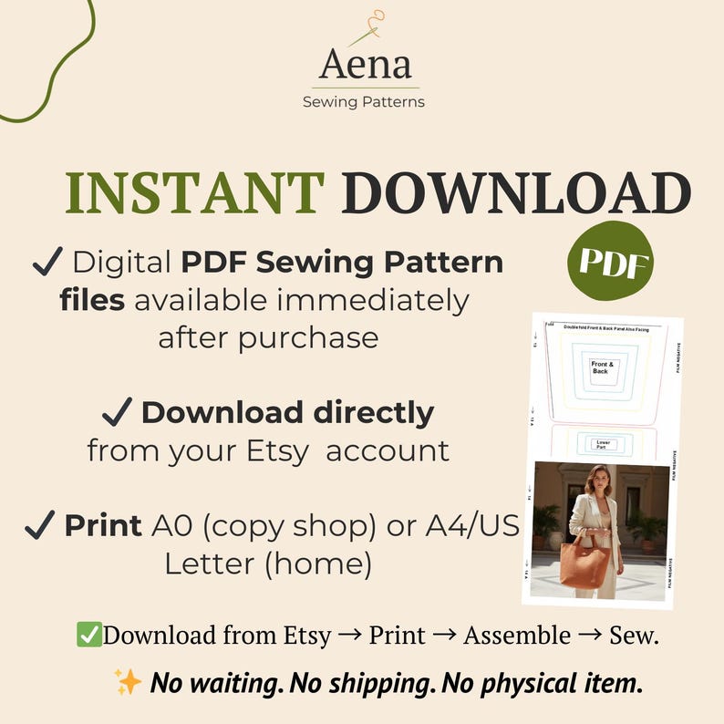 Easy Tote Bag Sewing Pattern | Beginner Friendly, Mini-xl Sizes (A0 A4 ...