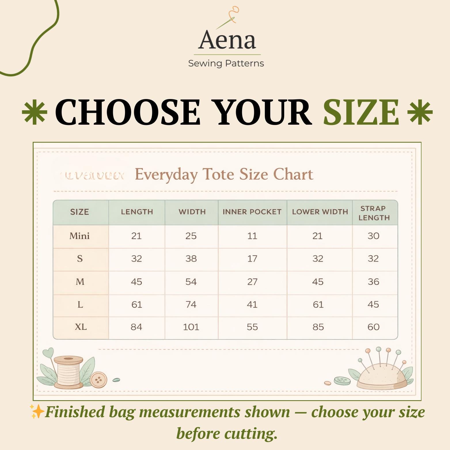 Easy Tote Bag Sewing Pattern | Beginner Friendly, Mini-xl Sizes (A0 A4 ...