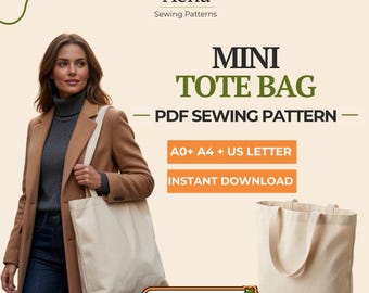 Mini Tote Bag Sewing Pattern | Beginner Friendly PDF Instant Download