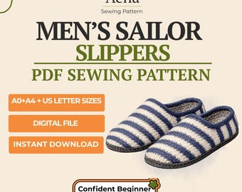 Men's Sailor Slippers Sewing Pattern | Fabric House Shoes (PDF Pattern)