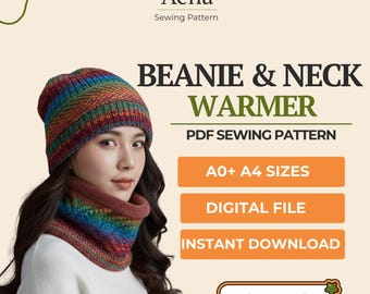 Beanie and Neck Warmer Sewing Pattern | XS-XL Adult Sizes (PDF Pattern)