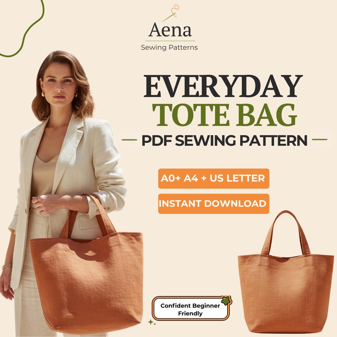 Easy Tote Bag Sewing Pattern | Beginner Friendly, Mini-xl Sizes (A0 A4 ...