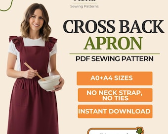Cross Back Apron Sewing Pattern PDF | Japanese Pinafore, Beginner Friendly (XXS-XXXL)