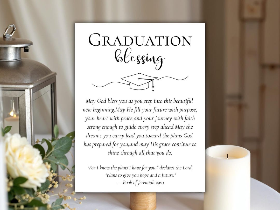 Christian Graduation Blessing Printable, Graduation Blessing Card ...