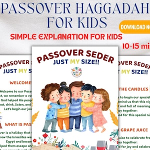 Kids Passover Haggadah Printable, 15 Minute Seder Guide for Kids, Fun & Easy Pesach PDF, My First Passover Seder for Kids,Printable Haggadah