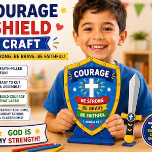 Courage Shield Craft Printable for Kids, Saints of Courage Shield Craft Printable, St. George & St. Joan of Arc Activity, VBS Printable