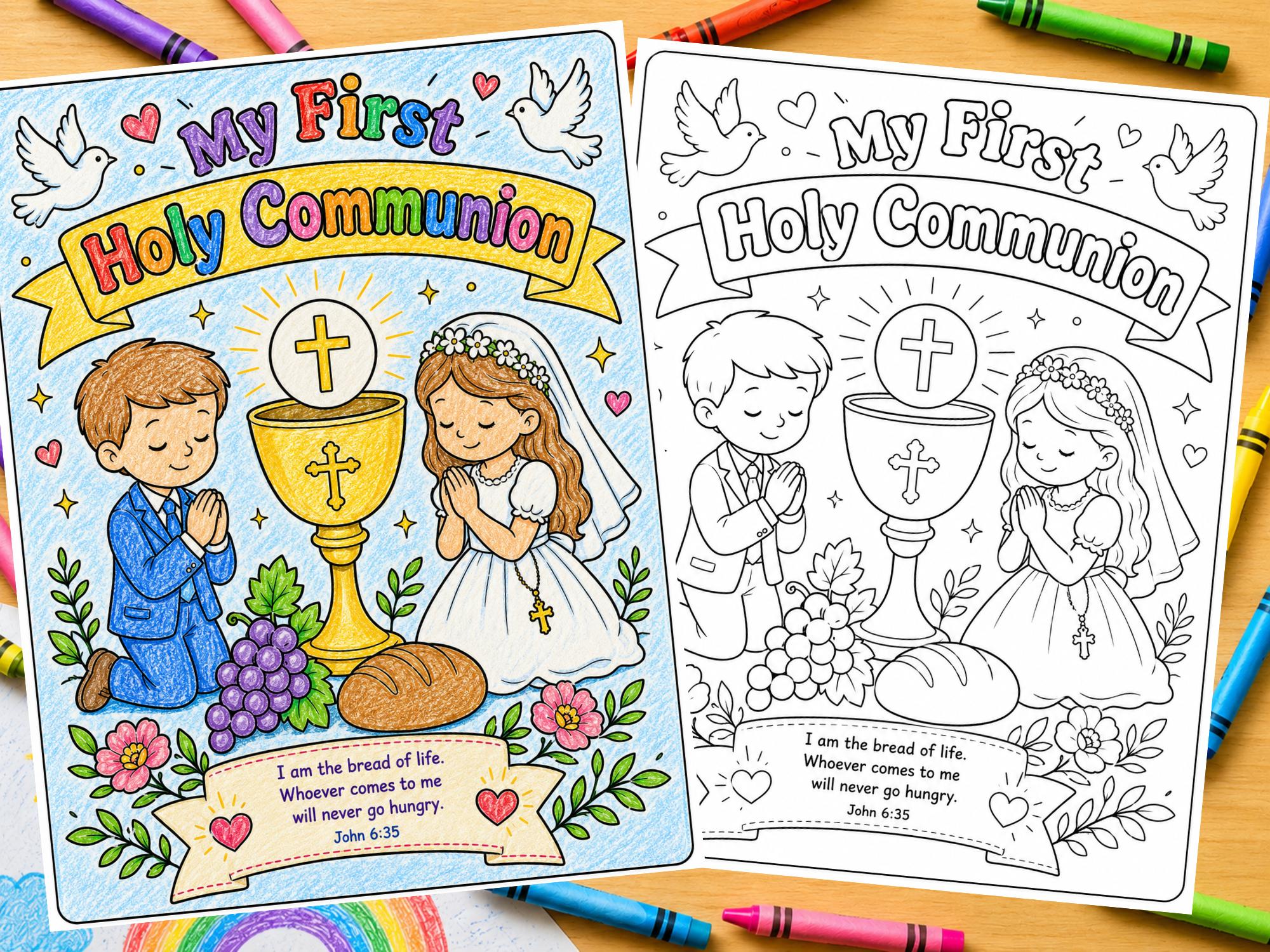 My First Holy Communion Coloring Page for Kids, Christian Printable ...