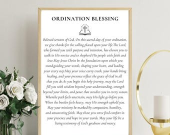Bendición de ordenación imprimible, regalo de ordenación pastoral, tarjeta de ordenación cristiana, bendición del clero, regalo de dedicación sacerdotal, regalo de la iglesia