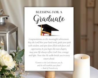 Christian Graduation Blessing Card Printable, Religious Graduation Gift, Blessing for a Graduate, Bible Verse Grad Card, Graduation Blessing