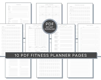 Trainingsplaner, 10-seitiger Fitnessplaner, Gesundheitsplaner, Fitnessjournal, Diät-Tracker, Tägliches Ernährungstagebuch, Ernährungstagebuch, Trainingstagebuch