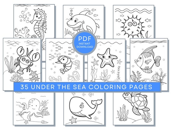 Under The Sea Coloring Pages, Sea Life Coloring, Ocean Coloring Pages, Under Water Coloring, Ocean Life Coloring, Sea Creature Coloring Page