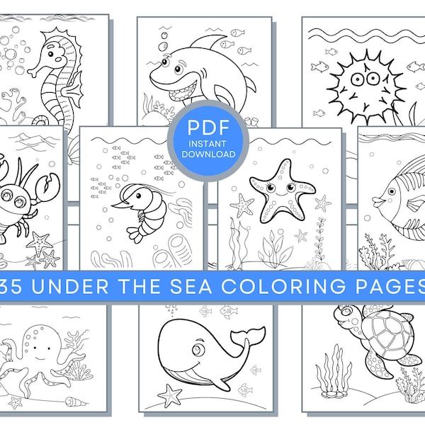 Under The Sea Coloring Pages, Sea Life Coloring, Ocean Coloring Pages, Under Water Coloring, Ocean Life Coloring, Sea Creature Coloring Page