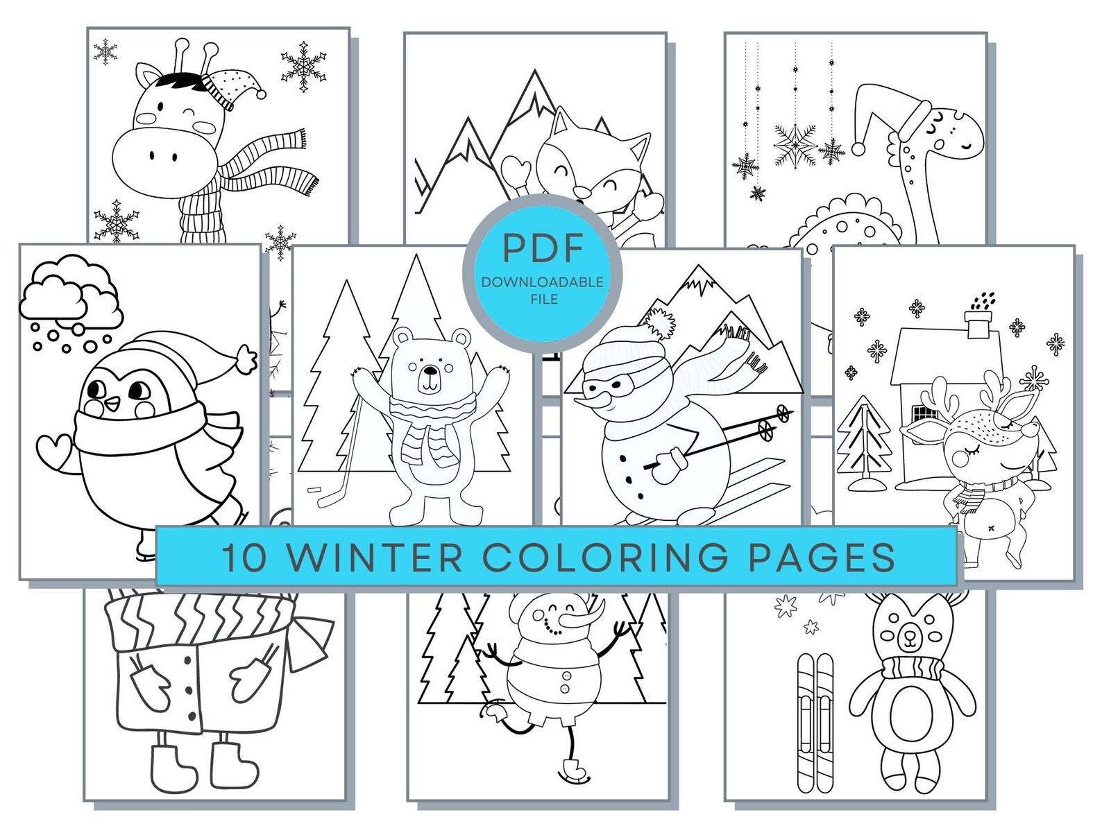 Winter Coloring Pages, Winter PDF Coloring, Winter Printables, Winter
