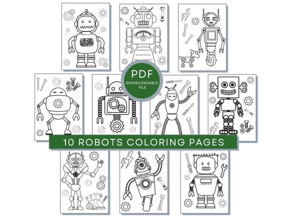 Robot Coloring Pages for Kids: 10 PDF Cute Robot Printables | Etsy