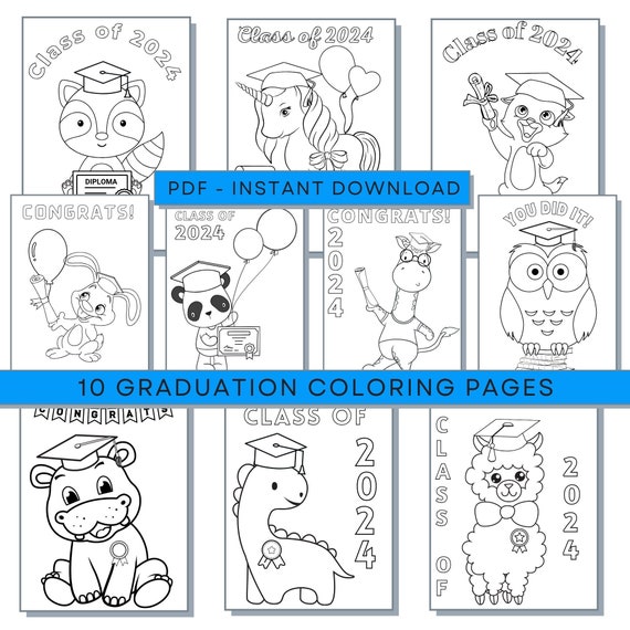 Graduation Coloring Pages, Graduation PDF, Graduation Printables, Graduation Coloring Sheets, Class of 2023 Coloring Pages, End of School
