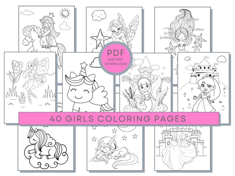 Girls Coloring Pages, 40 Girls Pages, Girls Printables, Girls Coloring ...