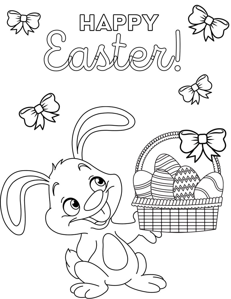 Easter Coloring Pages, Easter PDF Coloring Easter Printables, Bunny