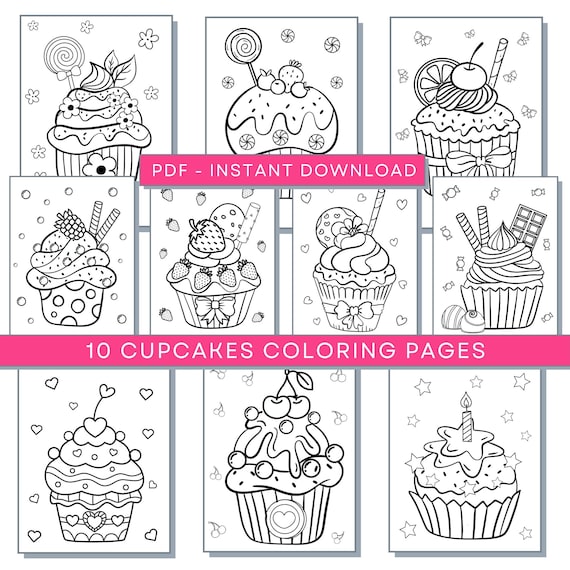 Cupcakes Coloring Pages, Sweets Printables, Cupcake Coloring, Sweets Coloring Pages, Cupcakes Activity Sheets, Cupcakes Downloadable