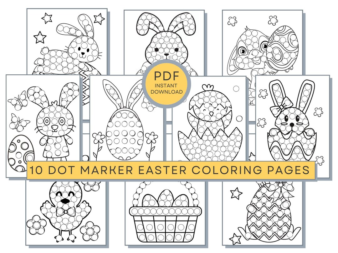 Easter Dot Marker Coloring Pages, Do a Dot Easter Painting, Easter PDF ...