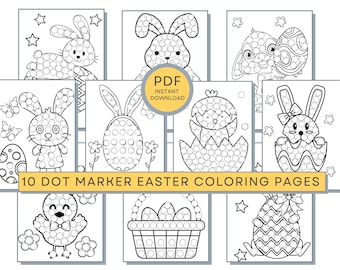 Easter Dot Marker Coloring Pages, Do a Dot Easter Painting, Easter Digital, Easter Printable, Easter Activity Page for Toddlers