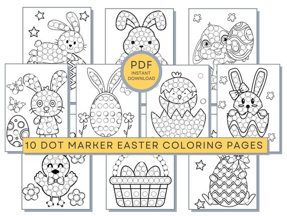 Easter Dot Marker Coloring Pages, Do a Dot Easter Painting, Easter PDF, Easter Printables, Easter Activity Page for Toddlers