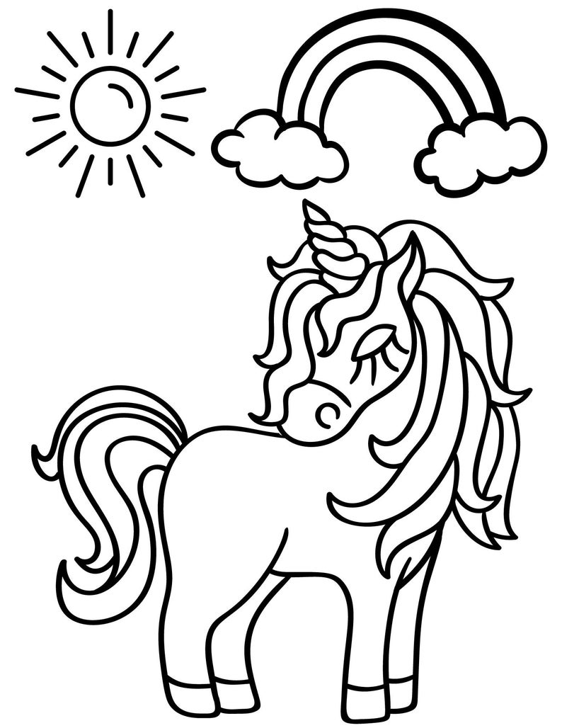 Unicorn Coloring Pages for Kids, Unicorn Printables, Unicorn Sheet ...