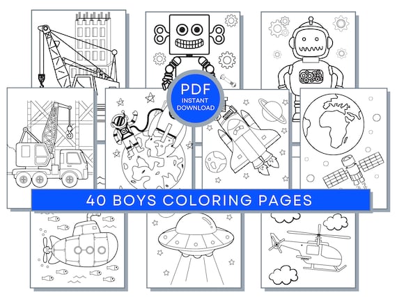 40 Boys Coloring Pages: Coloring for Boys Printables Pages | Etsy