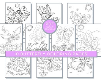 Butterfly Coloring Pages, Butterfly PDF, Butterfly Printables, Butterfly Coloring Sheets, Summer Coloring Pages, Butterfly Activity Pages