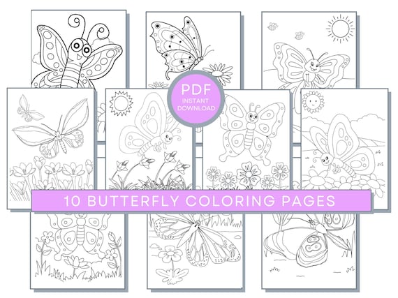 Butterfly Coloring Pages, Butterfly PDF, Butterfly Printables, Butterfly Coloring Sheets, Summer Coloring Pages, Butterfly Activity Pages