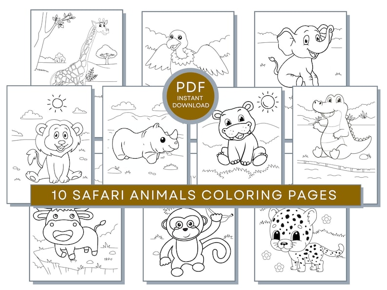 Safari Animals Coloring Pages, Safari Animals Printables, Safari