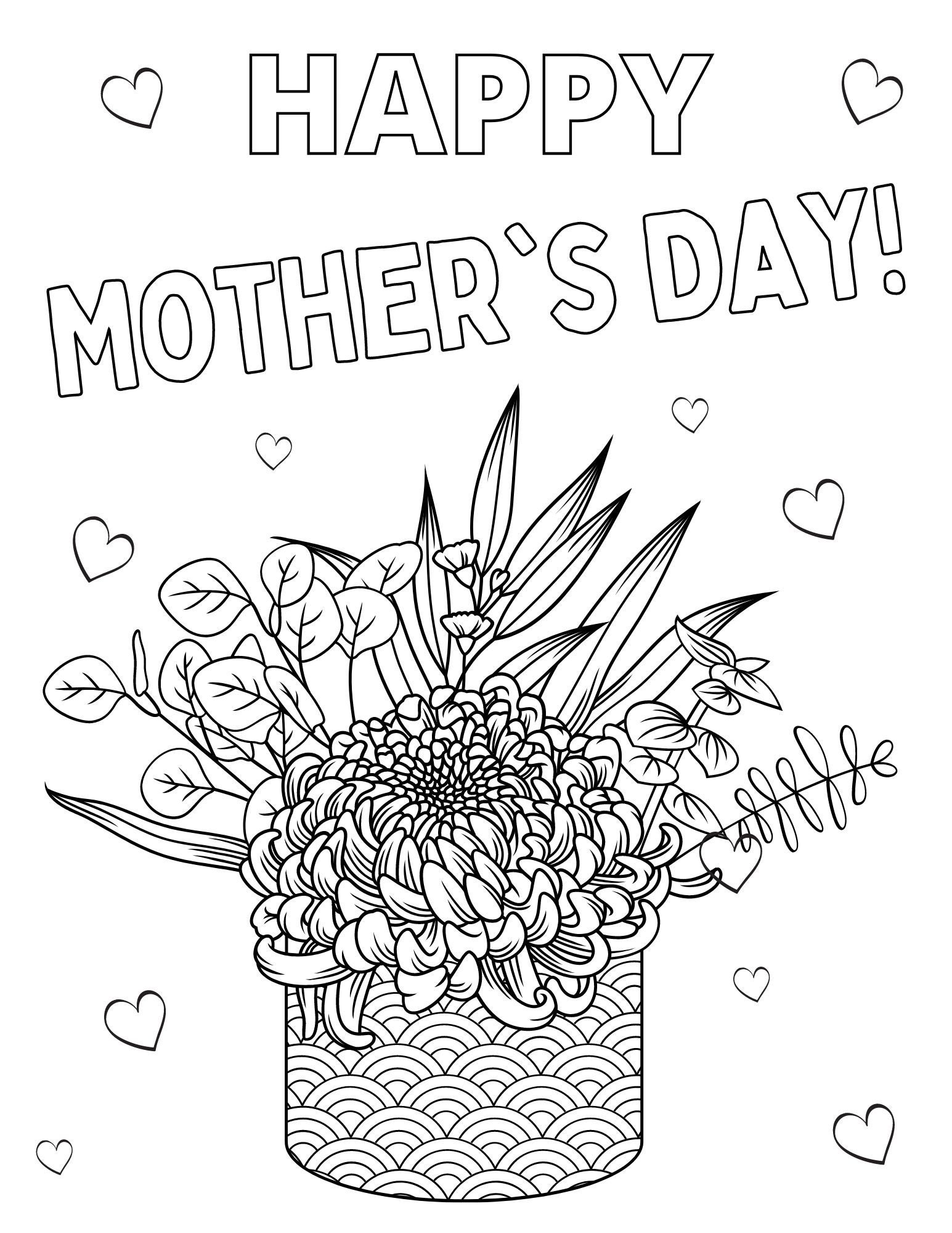 Mother's Day Coloring Page, Mother's Day Printables, Mother's Day