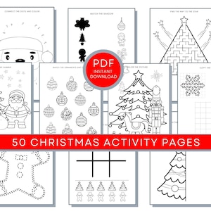 Christmas Activity Pages, Christmas Coloring, Christmas Printable, Christmas Worksheets, Christmas Worksheet Bundle, Christmas Activity PDF