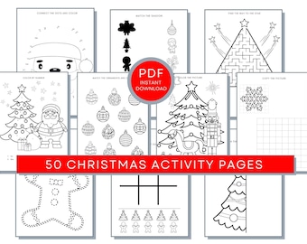 50 Christmas Activity Pages, Christmas Coloring, Christmas Printable, Winter Activity Sheet, Holiday Activity Page, Christmas Activity Sheet